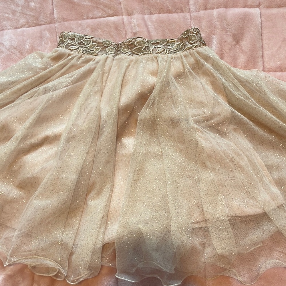 light pink and gold sparkly skirt